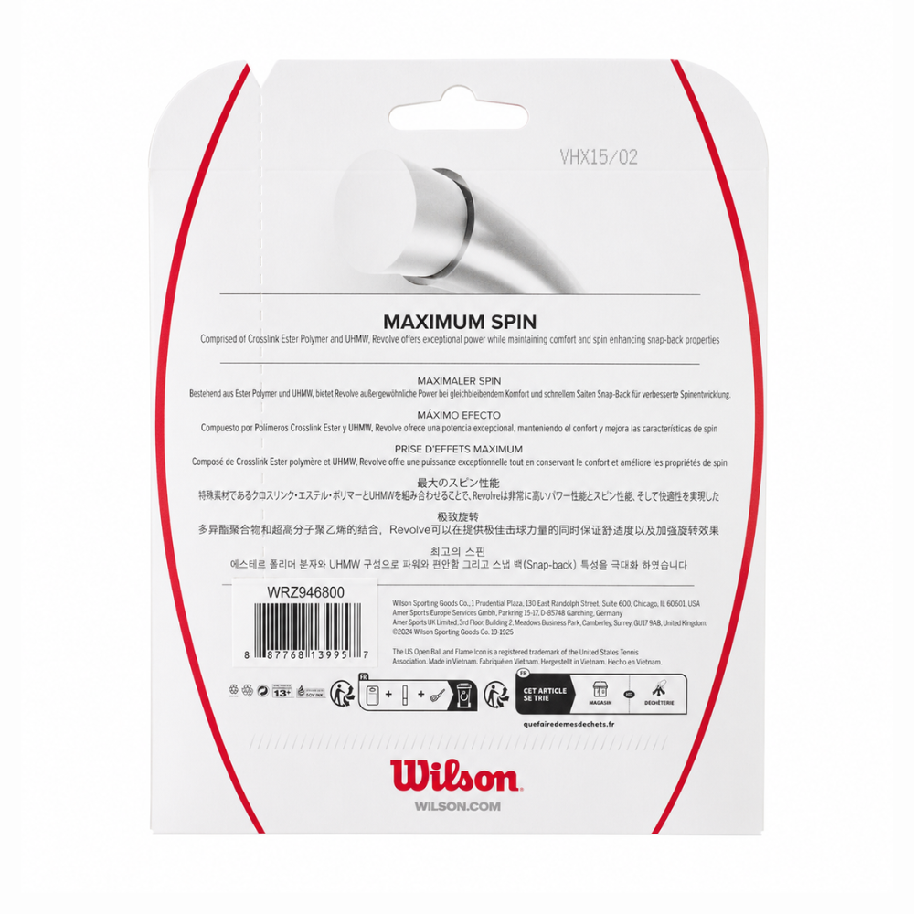 SET WILSON REVOLVE SPIN 16/1.30 12,2M BK