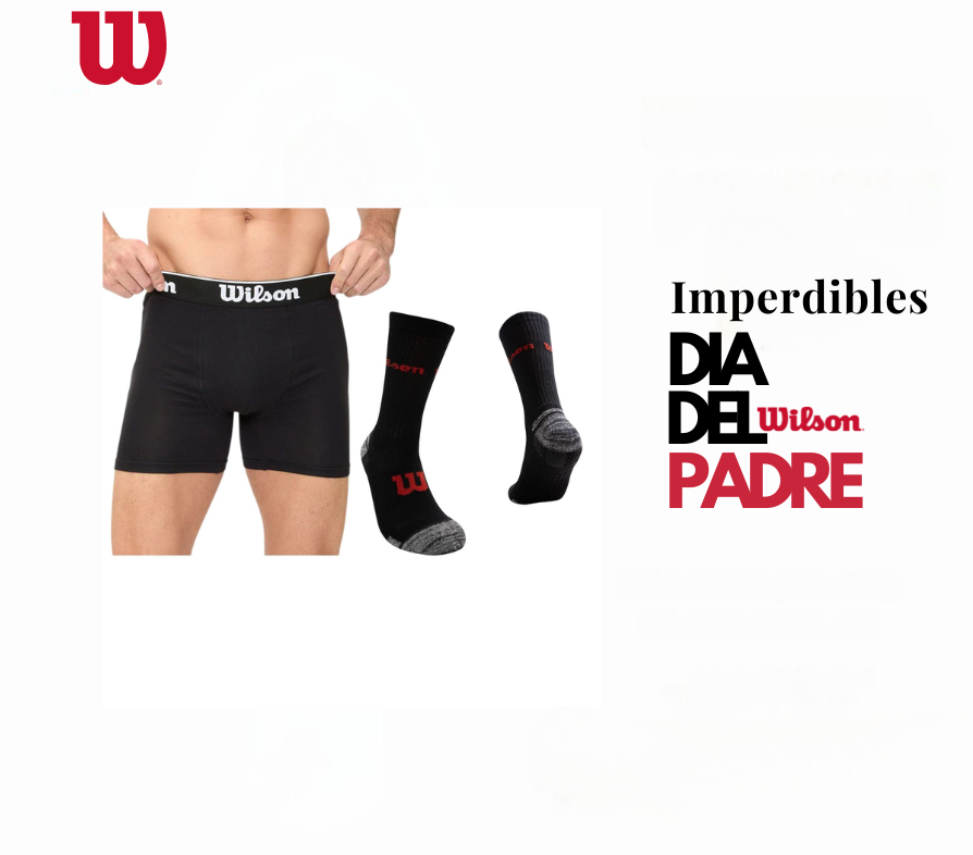 BOXER INDIVIDUAL WILSON ALGODÓN NEGRO + TRIPACK DE MEDIAS.