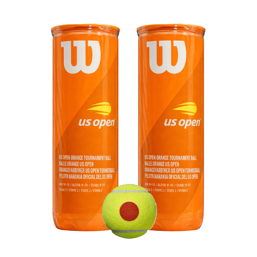 PACK X2 TUBOS WILSON US OPEN INICIACION PUNTO NARANJA
