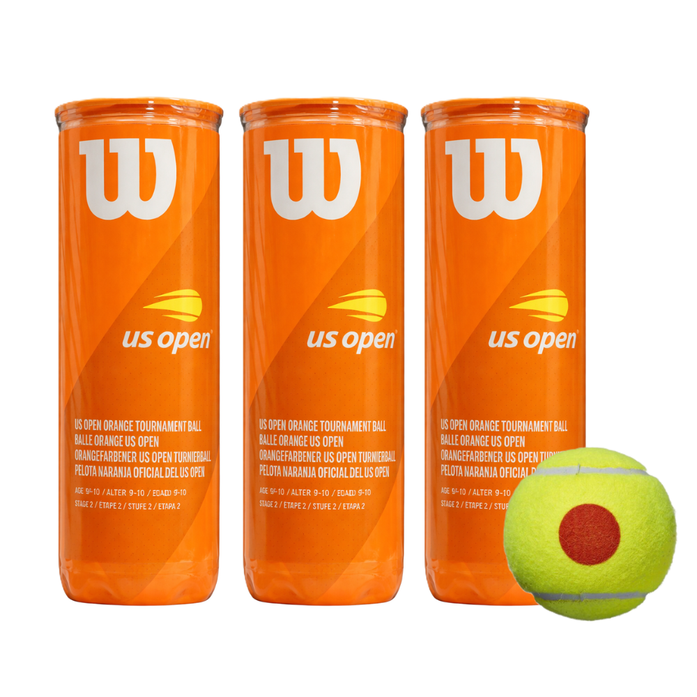 PACK X3 TUBOS WILSON US OPEN INICIACION PUNTO NARANJA