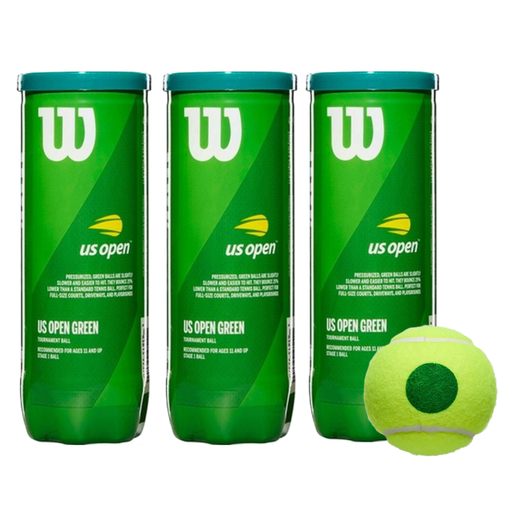 [WRT137500 X3] PACK X3 TUBOS WILSON US OPEN PRINCIPIANTES PUNTO VERDE