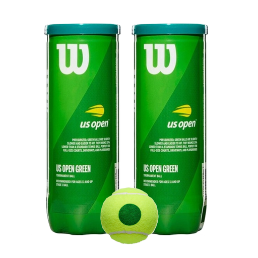 [WRT137500 X2] PACK X2 TUBOS WILSON US OPEN PRINCIPIANTE PUNTO VERDE