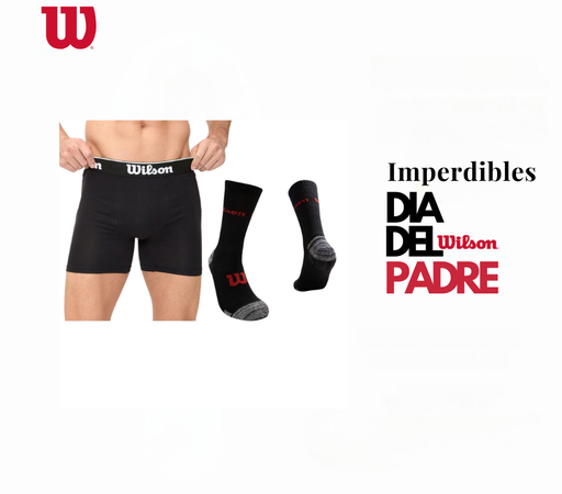 BOXER INDIVIDUAL WILSON ALGODÓN NEGRO + TRIPACK DE MEDIAS.